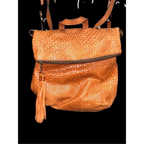 Unique Patricia Nash Brown Braided Leather Convertible Shoulder Bag backpack Ret - Picture 7 of 16